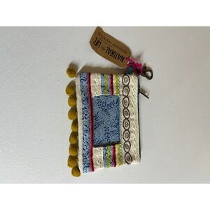Natural Life Boho Embroidered Coin Purse Pouch with Tassel Charm Pouch Small Bag